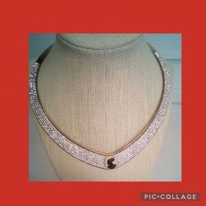 Sliver and Gold rhinestone cameo necklace.